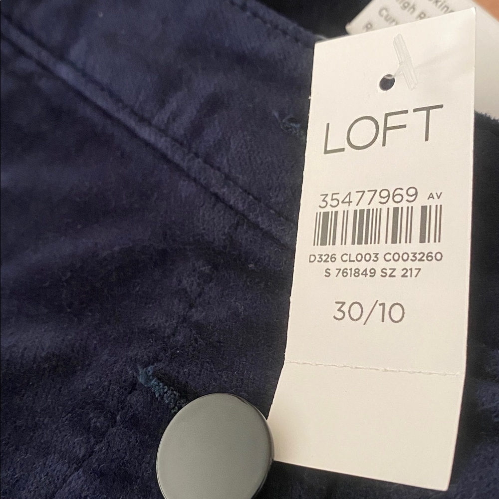 Loft Mariner Curvy Skinny Pants in Deep Blue Velvet - Picture 2 of 3